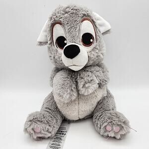 Disney Park Babies Baby Scamp Plush 10" Gray Lady And The Tramp Embroidered Eyes